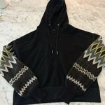 Central Park West  Black Hoodie with Patterned Sleeves Photo 0