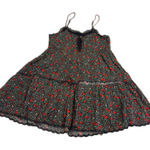 Urban Outfitters Dress Womens Small Black Floral Tiered Babydoll Mini Lace Trim Photo 0