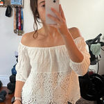 American Rag  Off-Shoulder White Lace Blouse Photo 0