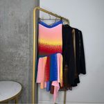 AMUR Asymmetrical Jacquard Knit Skirt in Rainbow Blue Photo 14