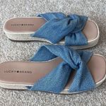 Lucky Brand  Denim Blue Twist Slide Espadrille Sandals Women's Size 9 Photo 3