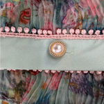 Dalia Macphee dress mint storybook whimsical print sz XL neck tie pearl buttons Green Photo 5