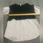 Kensie Kenzie Medium Black & Pink Striped Mixed Media Ruffle Hem Top Photo 1