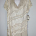 Megan Lee Textured Stripe Asymmetrical Convertible Maxi Dress Women's 16P NWT Tan Photo 0