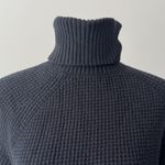 L.L. Bean Pet Black Waffle Knit Turtleneck Pullover Sweater Women's Large Photo 3