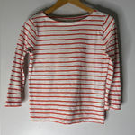 J Crew Factory‎ White Orange Stripe Boat Neck 3/4 Sleeve T Photo 0