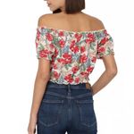American Eagle Cotton Linen Floral Cropped Off the Shoulder Floral Top Size M Photo 2