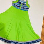 NWT Royal Blue and Lime Green Tribal Print Tunic Dress Indian Pakistani Summer Size M Photo 1