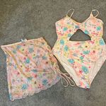 Celebrity Pink Ruched V-Neck One Piece Swimsuit Size XL Photo 0