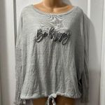 secret treasures Be Happy Grey Long Sleeve Top with Front Knot in M Photo 0