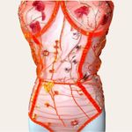 one piece orange sheer mesh Nighty! New Size L Photo 3