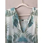 Vacances Beach Swim Coverup Palm Leaf 100% Silk Cream Caftan kimono resortwear Blue Size undefined Photo 4