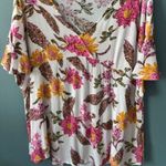 Kori Pink Gold Floral V Neck Flutter Sleeve Tunic Blouse Top Size XL Photo 1
