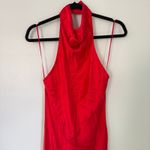 Amanda Uprichard  Red Satin Halter Marla Maxi Dress Open Back Formal Gown Large Photo 2