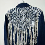 Levi's  Womens French Fringe Trucker Jacket Small Western Rodeo Blue Denim‎ NEW Photo 6