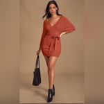 Lulus NEW LULU’S Modena Rust Brown Knit Dolman Sleeve Bodycon Sweater Dress size XS Photo 1