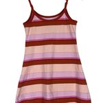 American Eagle  Striped Mini Dress Womens S Orange Knit Stretch Retro Beachy Y2K Photo 3