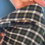 ZARA  Dark Green Checkered Long Sleeve Shirt Dress size Large Photo 9