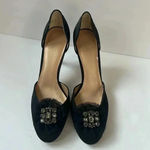 Vera Wang  Black Satin D’Orsay Heels w/ Crystal Toe – Size 9 Photo 1