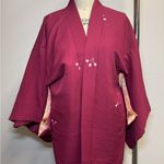 Vintage Kimono haori burgundy white cream orange double sided tie dye Red Size undefined Photo 0