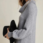 Anthropologie  Gray Paloma Ribbed Knit Relaxed Turtleneck Sweater - Size - Small Photo 0