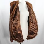 Vintage 1990s Brown Knit Cardigan with Faux Fur Collar – Plus Size 1X Photo 3