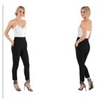 Black Halo Women's Silk Black Top Skinny Fitted Pockets Jumpsuit Size 2 Photo 6