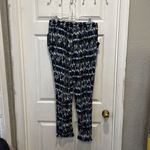 French Laundry  Blue Geometric Design‎ Straight Leg Casual Pants Beachy Large New Photo 4