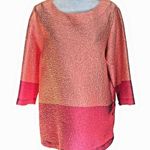 CAROLINE ROSE womens Pink Coral Colorblock crinkle fabric tunic XL Photo 0