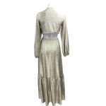 VICI  Gold Metallic Cutout Plunge V-neck Long Sleeve Maxi A-line Gown Dress Sz L Photo 3