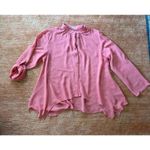 Hinge  100% silk Size M Coral Button Down Long Sleeve Blouse Photo 1
