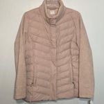 32 Degrees Heat Womens XL Mixed Media Puffer Jacket With Ribbed Sleeve Tan Photo 0