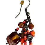 Fall Autumn Colored Orange Brown Rust Beaded Dangly Statement Earrings Photo 1
