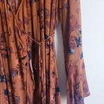 Leith  Nordstrom Rack Floral Autumn Rust Belle Sleeve Wrap Dress Photo 5