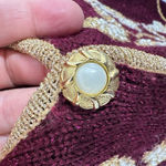 Jaclyn Smith Vintage Burgundy Metallic Floral Button Vest Size Medium Festive Photo 5