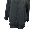 Talbots  100% Irish Linen Embroidered Lace Button Front Shirt Black size Large Photo 1