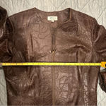 Women’s vintage brown Vakko leather jacket with perforated detailing. Size L Photo 11