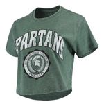 Pressbox Michigan State Women's  Spartans Edith Vintage Burnout Crop T-Shirt Med‎ Photo 1