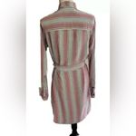 Abercrombie & Fitch Women’s Pink Gray Striped Long Sleeve Belted Dress Small Photo 2