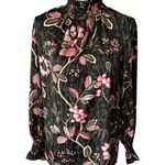 Tuckernuck Womens Floral Mockneck Long Sleeve Shirt Top Small Colorful Black Photo 0