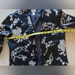 Chico's  Black Silk Blazer with White Stitched flowers size 0 open Photo 8