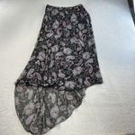 Vintage 90s Sz 8 Midi Skirt Asymmetric Sheer Cottagecore Floral Ruffle Fairycore Black Photo 1