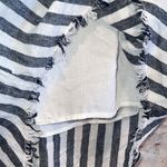 Beach Lunch Lounge Shirt Women Small Gray White Striped Hi Lo Fringe Hem Blouse Photo 7