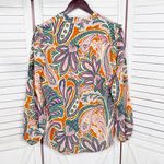 Tyler‎ Boe Maggie Paisley Print Silk Blouse Orange Multi Small Photo 9