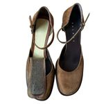Paloma Round Square Suede Toe Chunky Heels Mary Jane Shoes feature leather 7.5 Brown Photo 10