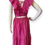 Japna Ruffled Sabrina Pink Co-Ord Two-Piece Skirt Set Photo 3