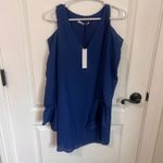 Three Eighty Two Womens Cold Shoulder Mini Dress‎ Top Long Sleeve Size XS Blue Photo 2