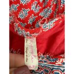 Free People  Heart of Gold Red Blue Boho Flowy Dramatic Sleeve Mini Dress Small Photo 3