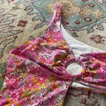 frankie's bikinis  Seraphina One Piece Size XL Pink Yellow Daisy Floral Cut Out Photo 4