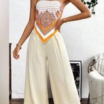 SheIn Orange and white paisley boho print bandeau cami top size large Photo 2